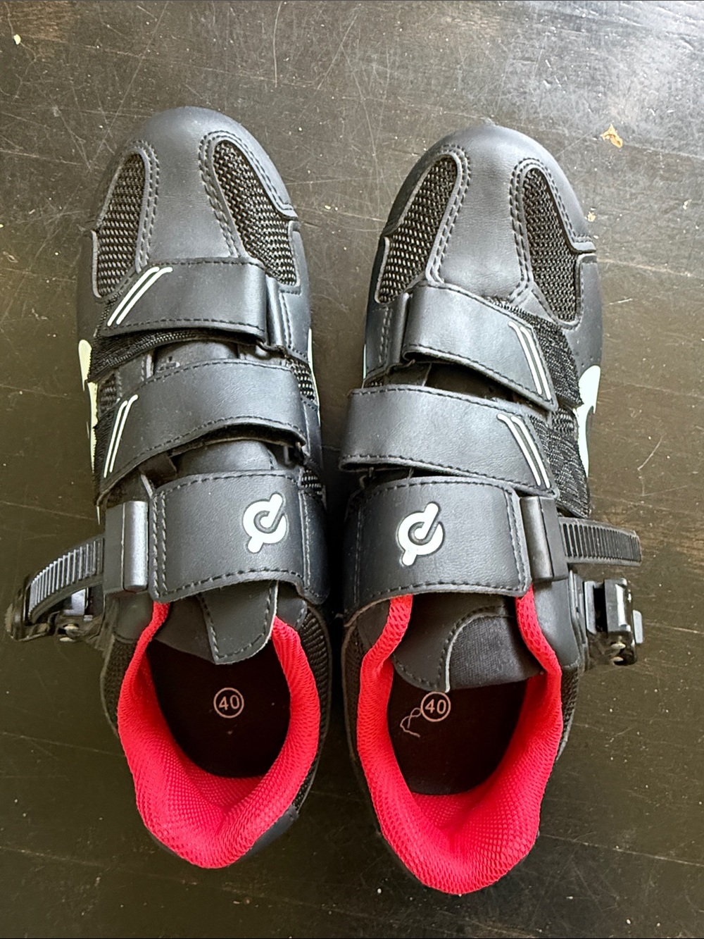 Peloton Black Cycling Sneakers with Red Lining